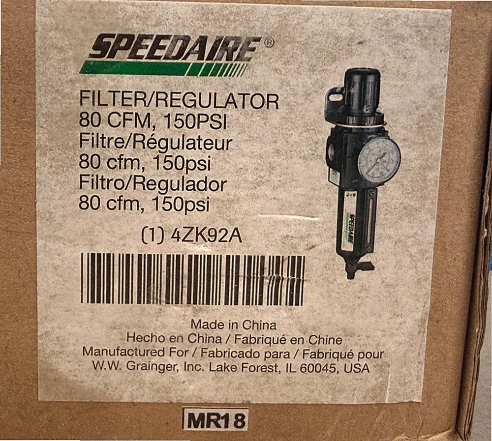 Speedaire 4ZK92A Air Filter Regulator 80 CFM 150 PSI Pneumatic FR Unit